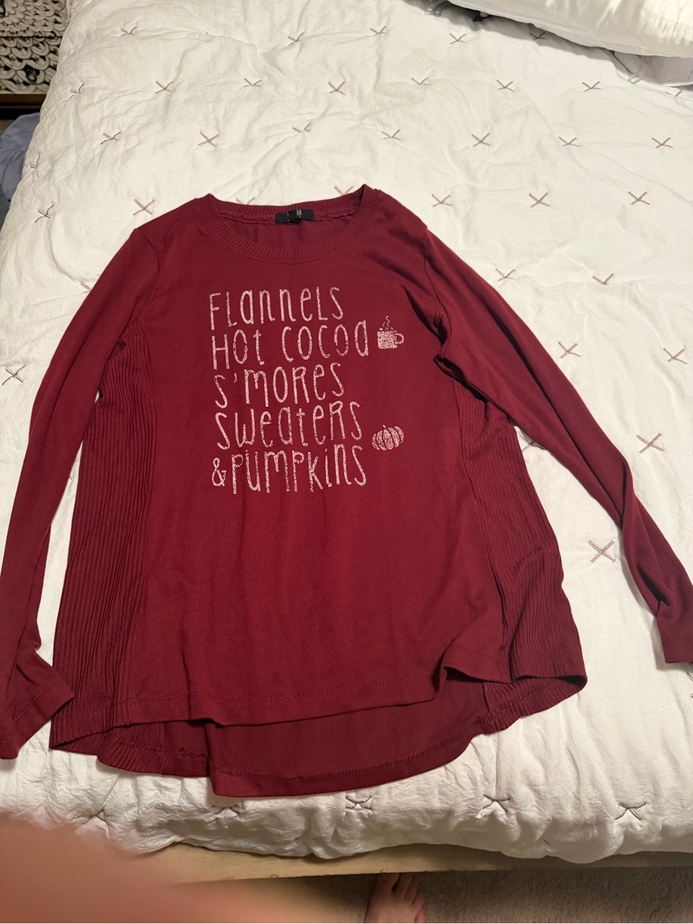 Women's Burgundy Graphic Crewneck Sweater - Seasonal Text Design